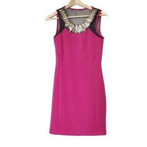 B. Darlin | Beaded Neckline Bright Fuschia Dress